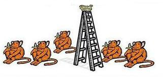 8. 如果你可以问这些猴子，为什么要打想要爬上梯子的猴子...答案很有可能是「我不知道，大家都是这样啊！」