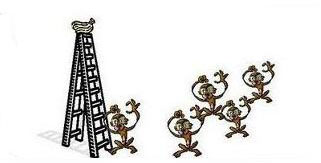 3. 很快地，每次只要有一只猴子爬上梯子，其他的就会打他。