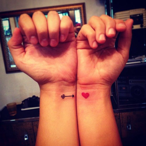 Cute-arrow-and-heart-couple-tattoo