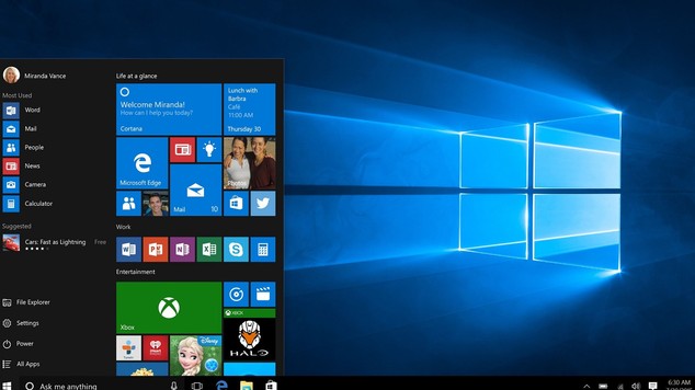 The new Windows 10 start menu (Microsoft/PA)