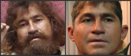 This photo combo shows a man identifying himself as Jose Salvador Alvarenga, in Majuro, Marshall Islands. At left, Alvarenga is seen Feb. 3, 2014, after he was rescued from being washed ashore on the tiny atoll of Ebon in the Pacific Ocean, after he says he spent more than a year drifting across the Pacific Ocean before making landfall in the Marshall Islands. At right, Alvarenga is seen at the airport in Majuro, Monday, Feb. 10, 2014, before flying home. (AP Photo)