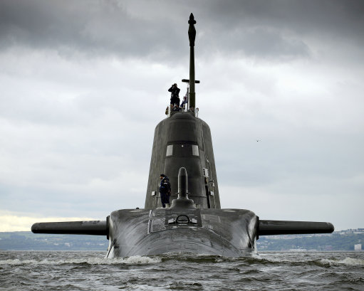 Undated MOD handout photo of Artful, Britain's latest nuclear-powered submarine, which has arrived at its new home on the Clyde in Scotland.