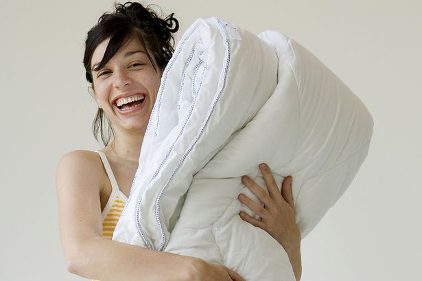 Woman-and-a-duvet