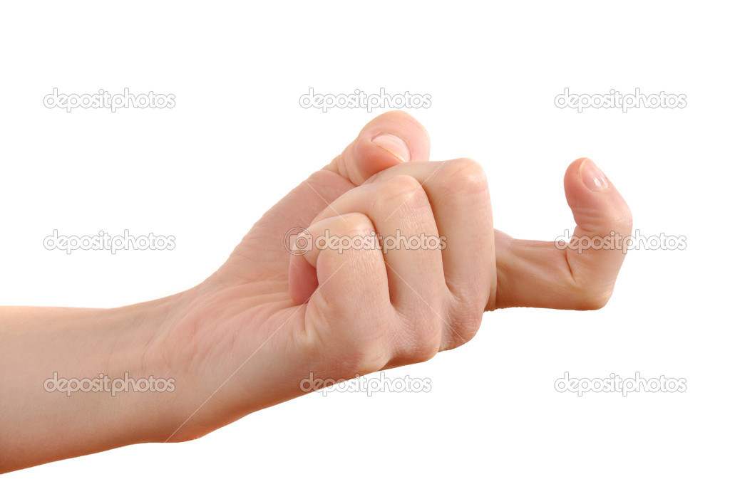 Female index finger crooked reckoning "come over here" isolated on white background